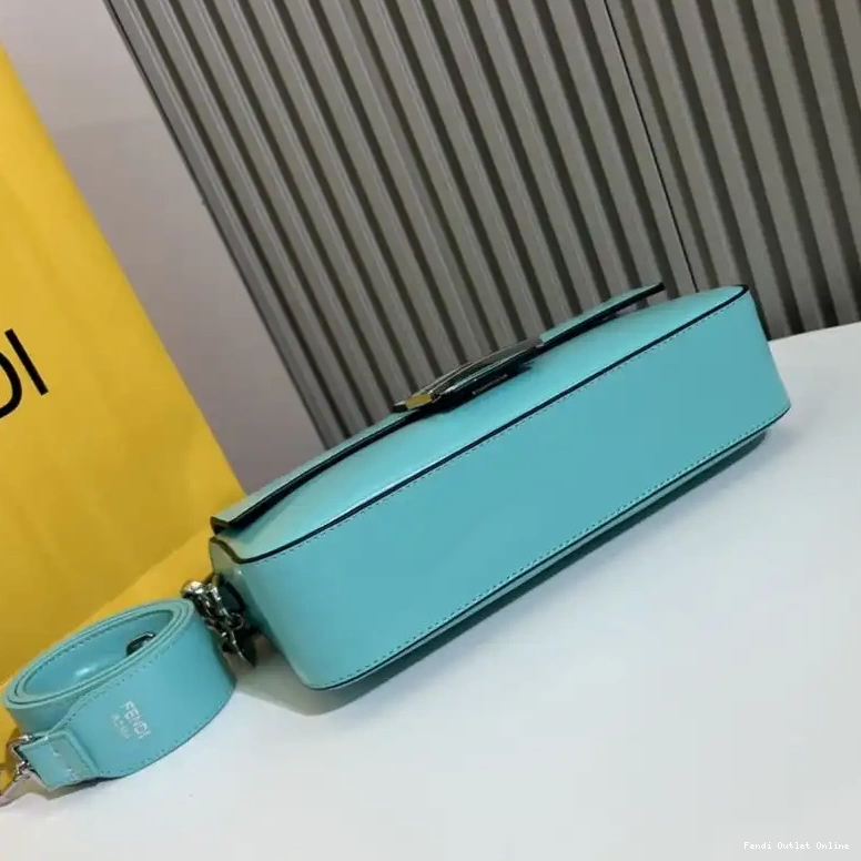 Affordable Leather Blue Bag Baguette Smooth Tiffany Medium In Fendi 0616